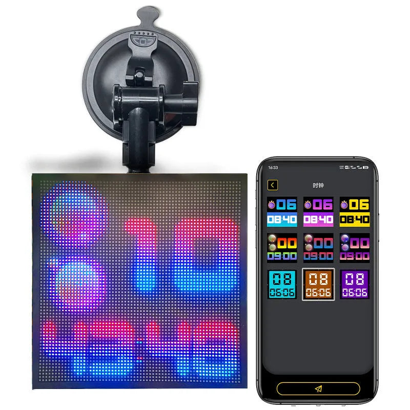 Bluetooth wireless car LED display screen with 32x32 RGB matrix in aluminium frame