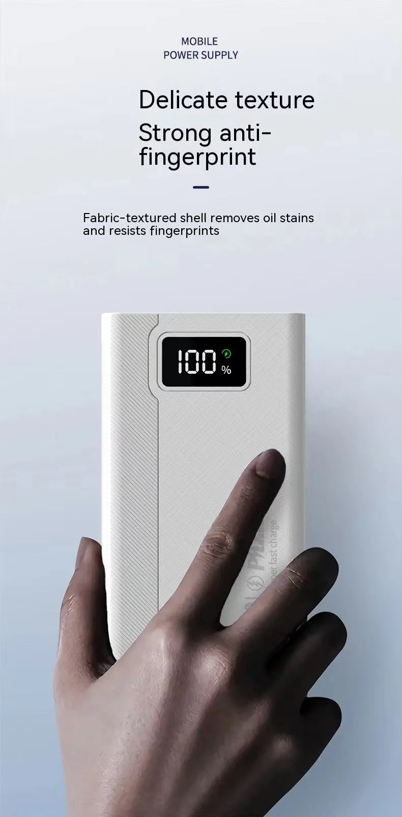 Large capacity power bank in black or white with fast charging support