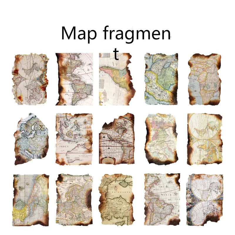 Burnt fragments series lightweight paper pack with 30 irregular shaped pieces for collage and journaling projects