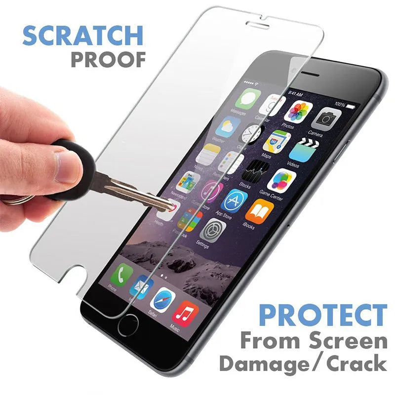 Tempered glass iPhone screen protector showing transparent non-full screen design