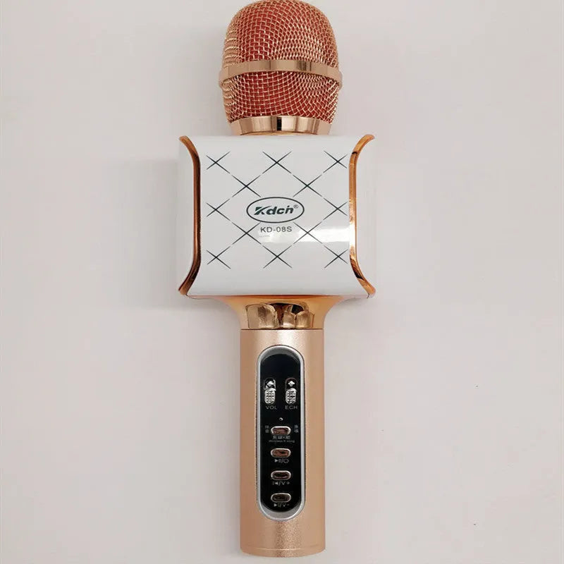 KD-08S car karaoke microphone in rose gold, gold or black with Bluetooth, TF card and USB playback