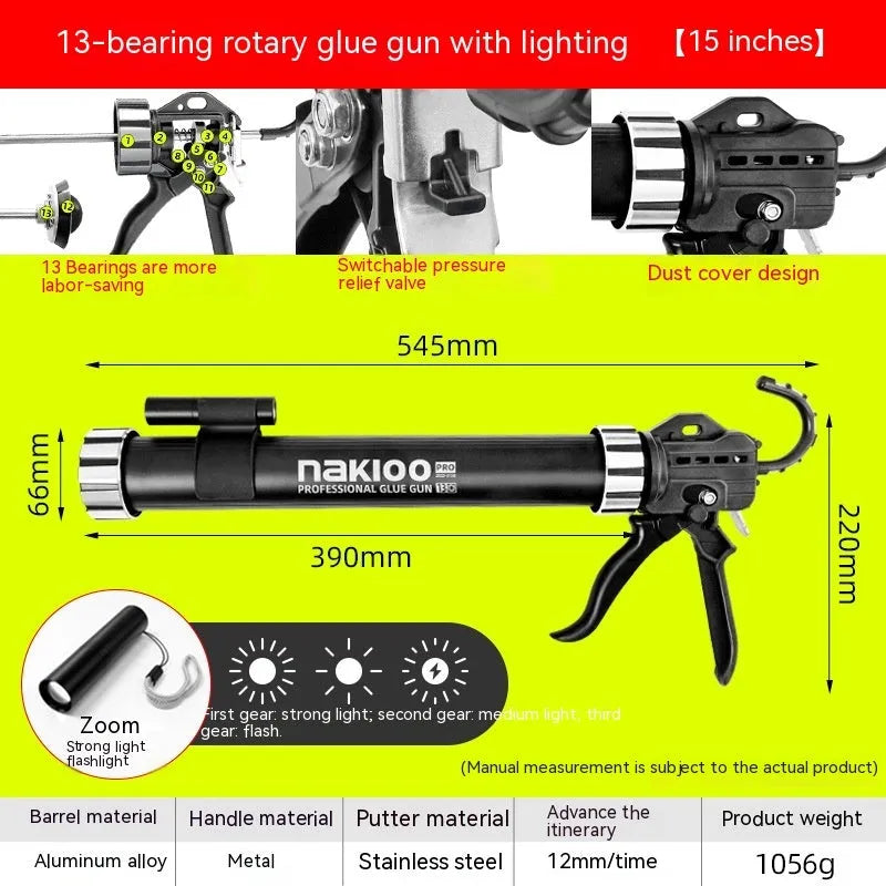 13 bearing structure aluminium alloy automatic adhesive breaking glass glue gun 545x220mm