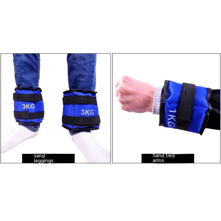 A pair of Oxford cloth legging sandbags for track and field running weight training