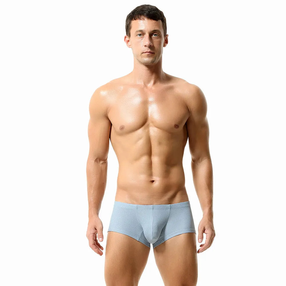 Men's solid colour nylon boxer shorts with low-waist design