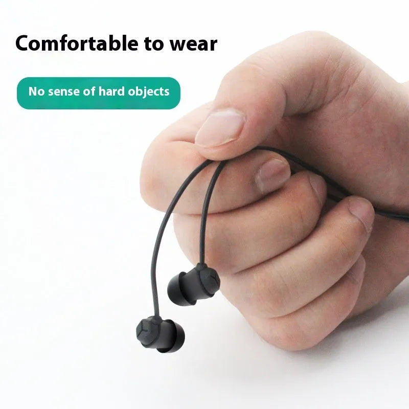 Black wired in-ear headphones with 3.5mm plug, controller, silicone ear tips and 1.2m TPE cable