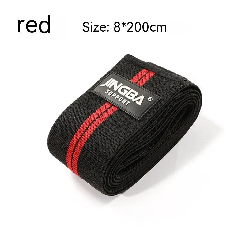 Adjustable adult knee pads for sports in blue, grey, red, and yellow colours.