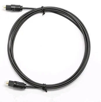 OD2.2 optical digital audio cable with TOSLINK connectors, showing slim black PVC jacket.