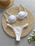 Women's underwire bikini swimsuit in khaki colour with sleeveless briefs style