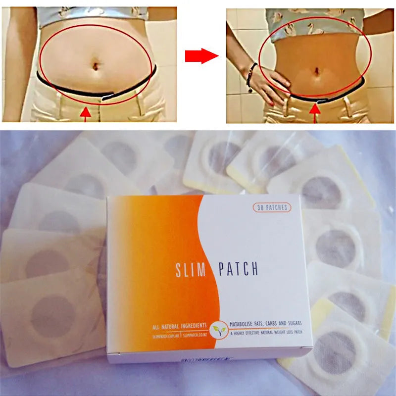 Navel belly button slimming patch in traditional Chinese medicine style with paper and gauze construction for night use