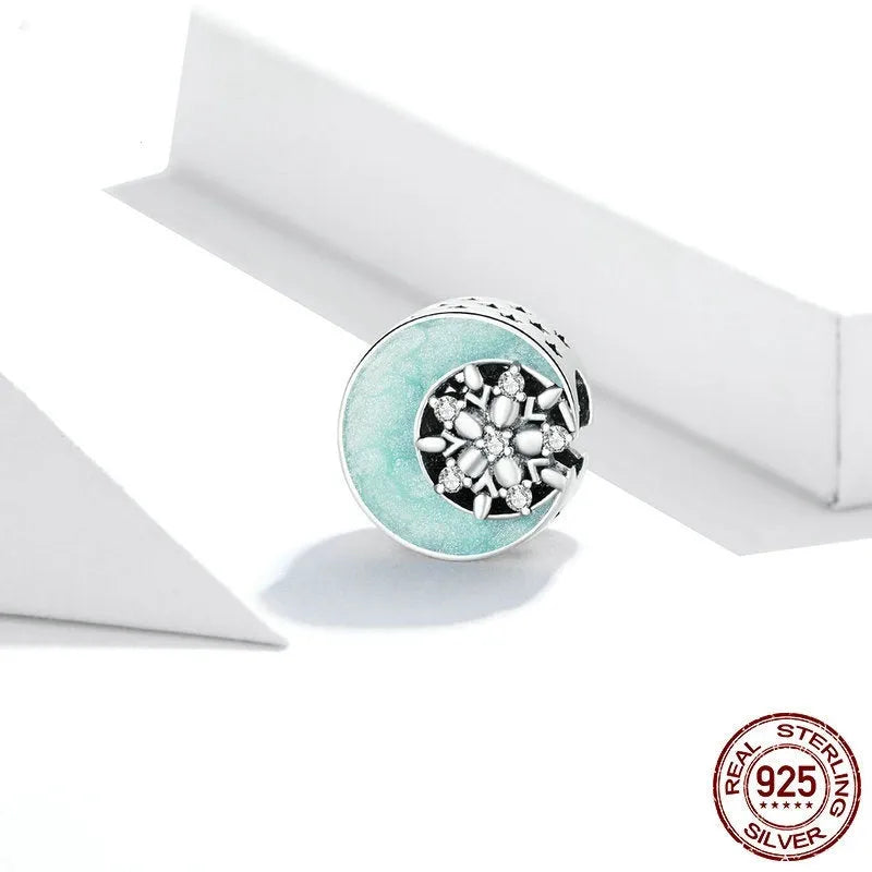 S925 sterling silver Snow Moon Night bead in colour SCC1653 with electroplated finish for bracelet making