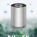 Black aluminium alloy car air purifier with USB cable on a car dashboard