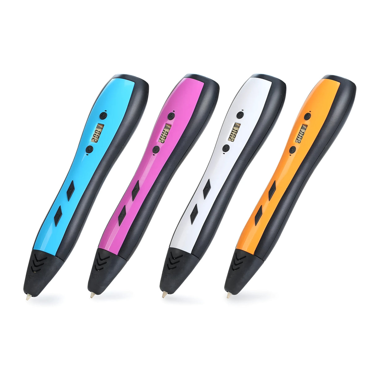 3D printing pen for children with LCD screen, ceramic nozzle, 1.75mm ABS PLA, 188x42x29mm, colours blue orange purple white