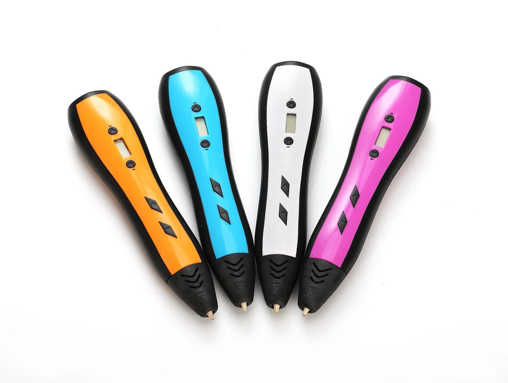 3D printing pen for children with LCD screen, ceramic nozzle, 1.75mm ABS PLA, 188x42x29mm, colours blue orange purple white