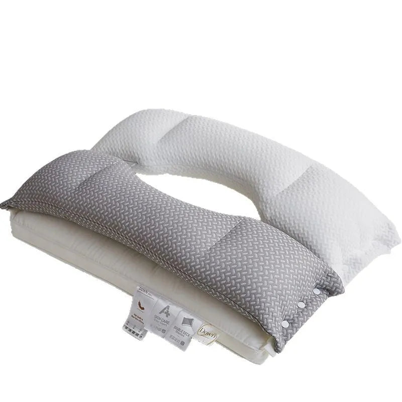Double-layer cervical support pillow, 40x60cm, chemical fibre adult pillow in low, medium or high loft