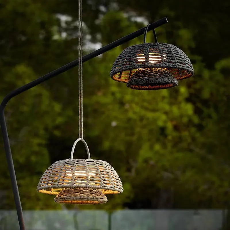 Outdoor chandelier garden lamp stainless steel 25cm 5W LED IP65 taupe