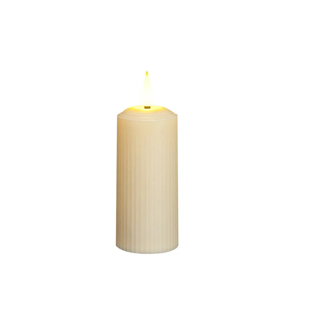Beige ABS electronic candle lamp set with water droplet head, three USB rechargeable candles and remote control