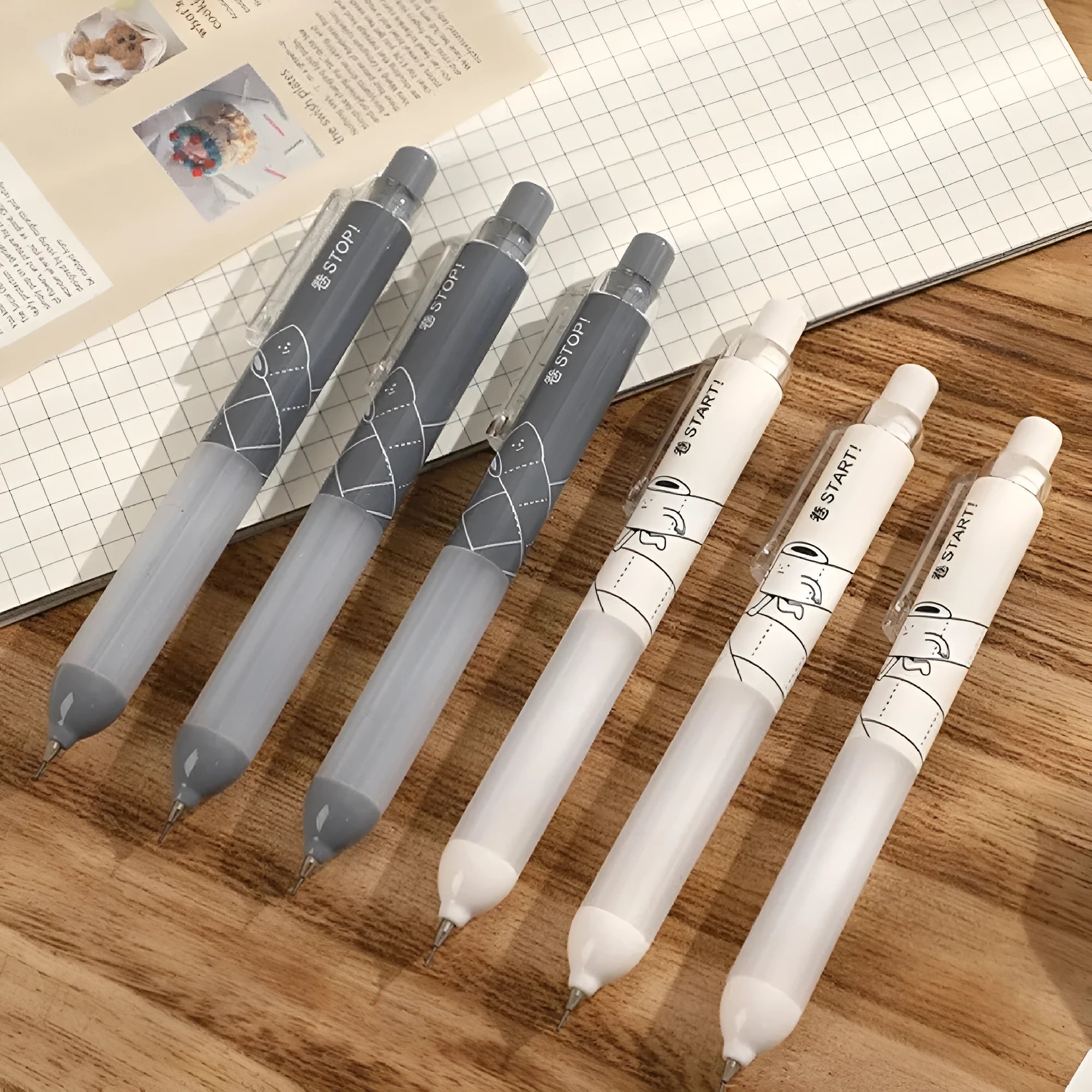 0.5mm mechanical pencil with cloud grip design in black and white colour options
