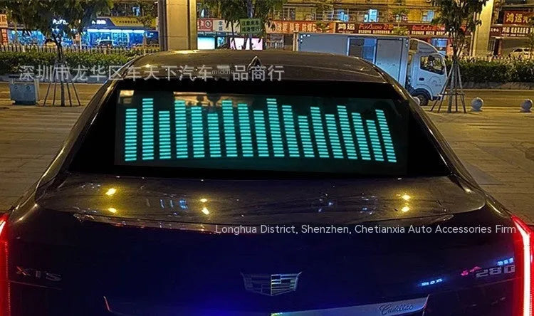 90cm by 25cm car voice control rhythm lamp with EL electroluminescent panel showing music-synchronised lighting patterns
