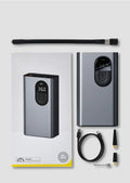 Portable car air pump with 2400mAh rechargeable battery, 54W power, and 610g weight for car tyre inflation