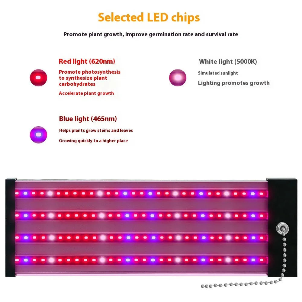 LED grow light bar with 384 full-spectrum LED beads, PC shell, 30cm 50cm or 100cm length