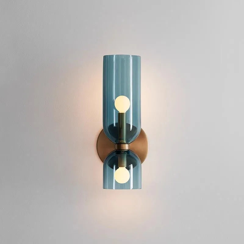 Glass wall lamp in white, blue, or smoky gray, Nordic wall sconce with light source included, 110V to 220V