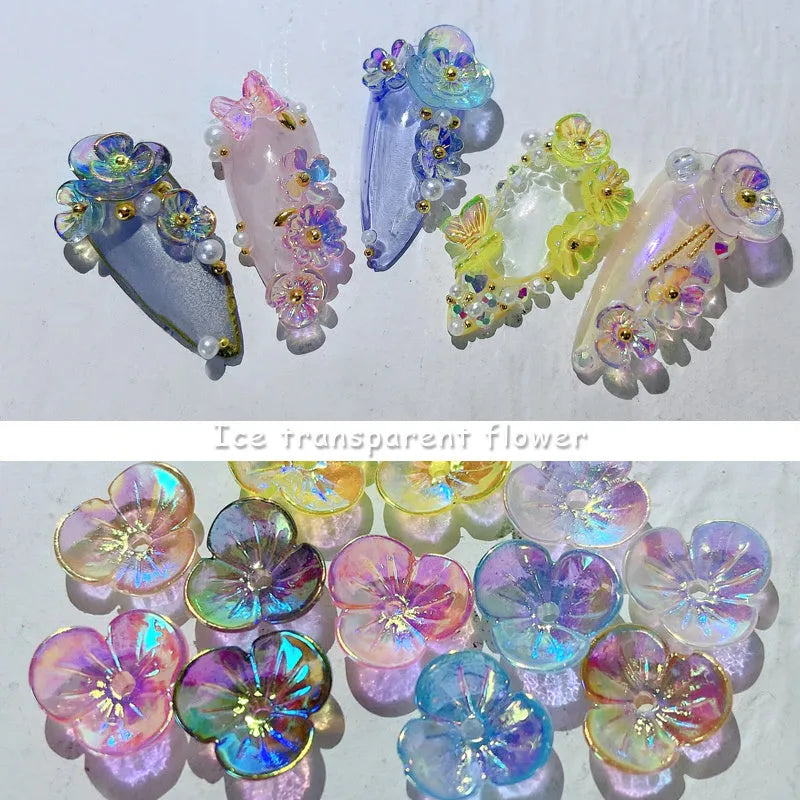Flower Butterfly Nail sequins 15g ice through flower nail art decoration in six colours