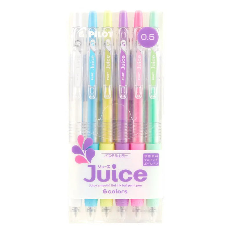 Six Juice Baiguole gel pens with 0.5mm fine tips in a metallic colour set