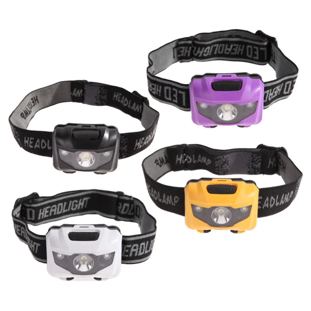 Cat eye 2nd generation outdoor headlight in black with white and red LEDs, shown as a head-mounted light.
