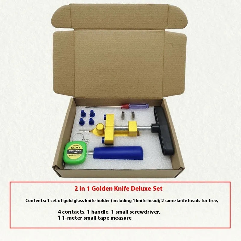 2-in-1 gold knife luxury set ceramic tile opener and glass cutter with hard alloy wheel for cutting depth 3-15 mm