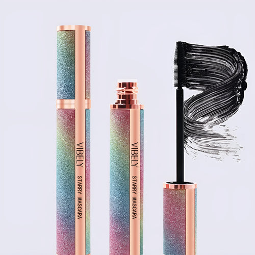 4D waterproof mascara tube showing deep black formula for long thick curling lashes