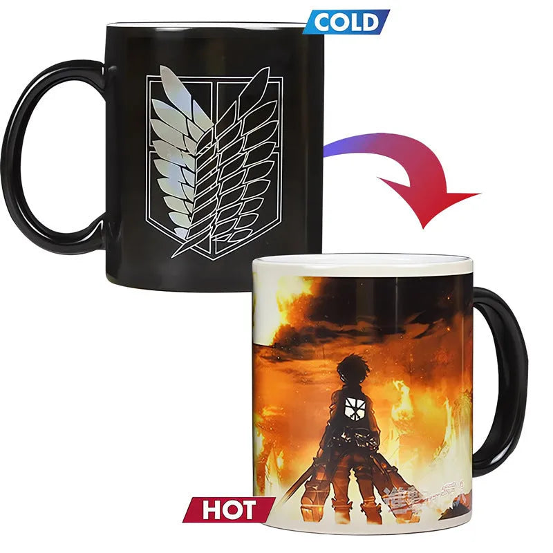 320ml colour changing ceramic mug with double-layer pattern cup design and round shape