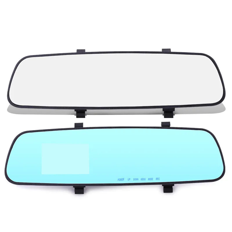 2.4 inch 1080P HD rearview mirror driving recorder with motion detection G-sensor and 100 degree lens angle black colour