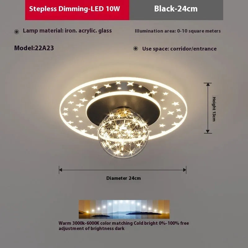 Modern simplicity style ceiling lamp for corridors in gold, black, or white finish with selectable LED colours.