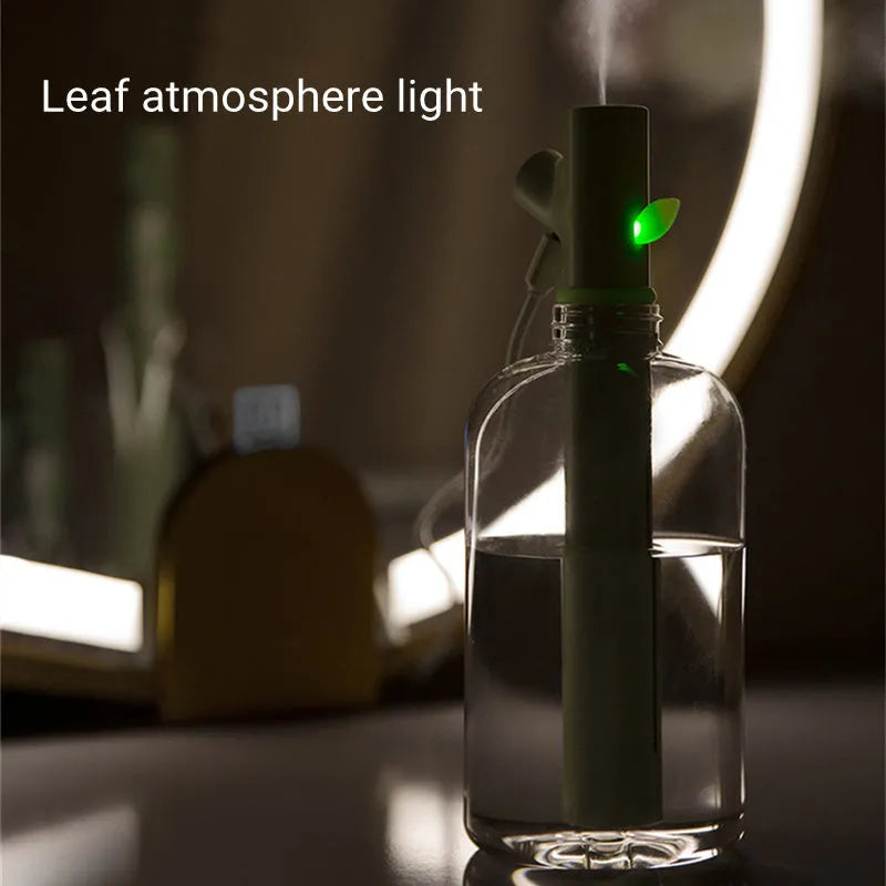 Transparent plastic portable USB humidifier with water bottle design and purification filter