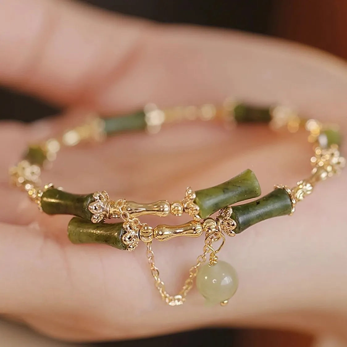 Women's plum wine coloured bamboo beaded bracelet with coloured glaze construction and baking varnish finish