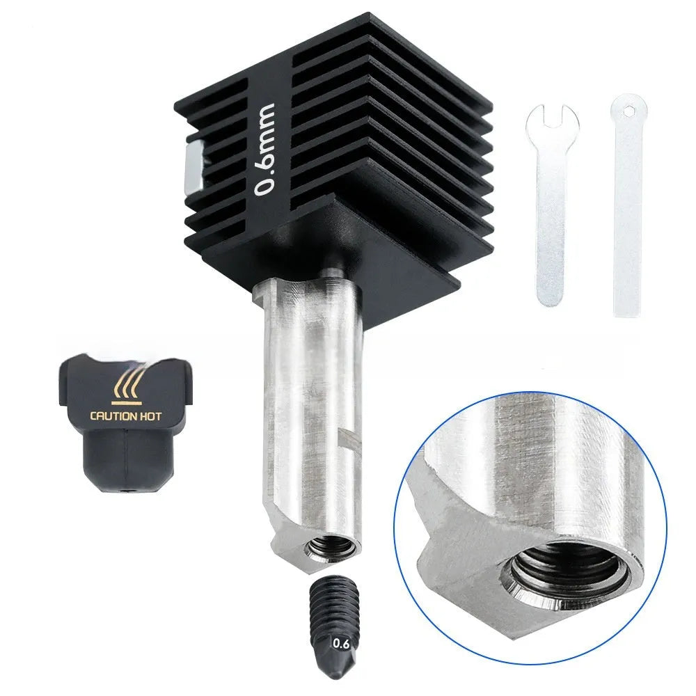 Bambu Lab A1 Mini hardened steel nozzle upgrade kit with four sizes and black silicone sleeves