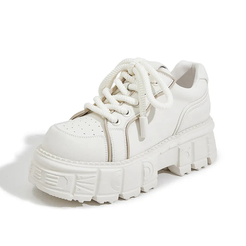 Women's beige leather casual shoes with viscose sole construction shown alongside pink version