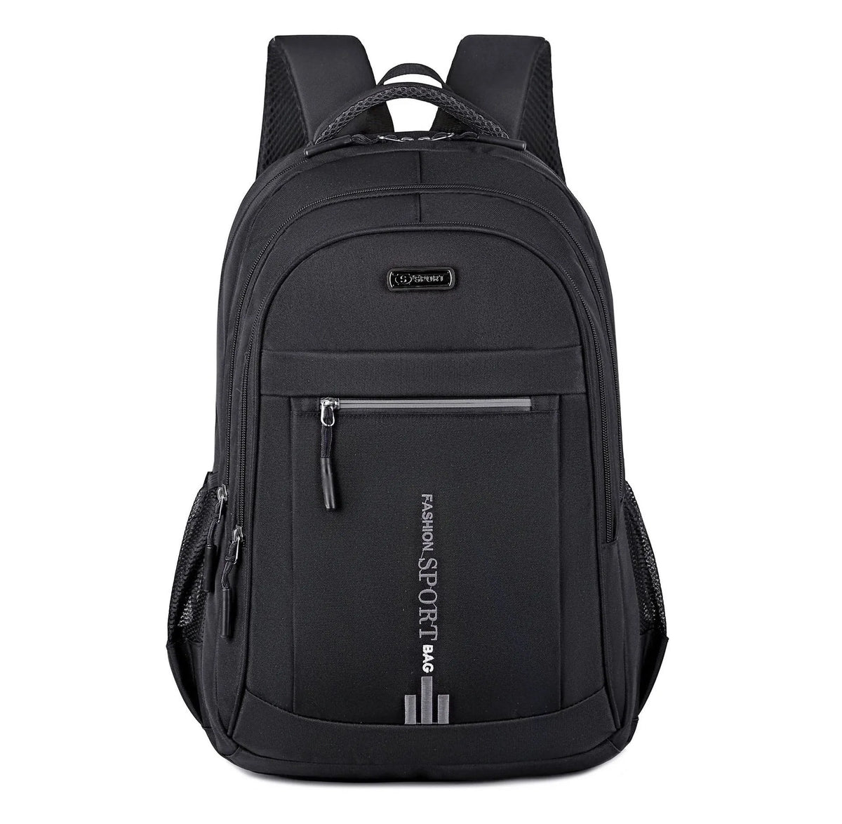 Oxford cloth business backpack with airpillow straps showing 20-35L capacity and sewing line detailing