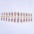 Almond-shaped removable nail wraps with European floral armour rose and tulip patterns