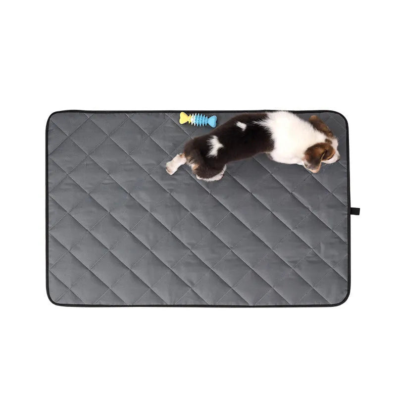Non-slip cloth pet mat in gray with waterproof and breathable cooling design available in five sizes