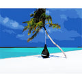 Unframed 40x50cm digital oil painting canvas print in Kz918 colour style on a light wall.