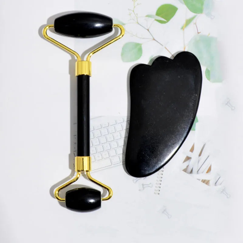 Black bianstone jade face massage bar for gua sha and facial massage