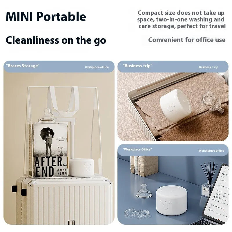White ultrasonic tooth socket cleaning machine with 300ml tank and mechanical controls