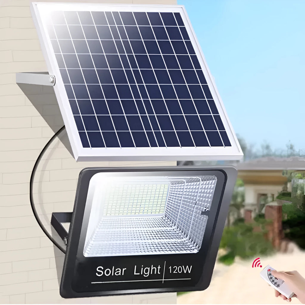 Black solar garden light with remote control for outdoor lighting