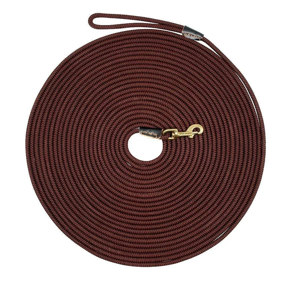 Dog training belt long line lead in beige or coffee, 0.8cm diameter, 3m 5m 10m or 20m length