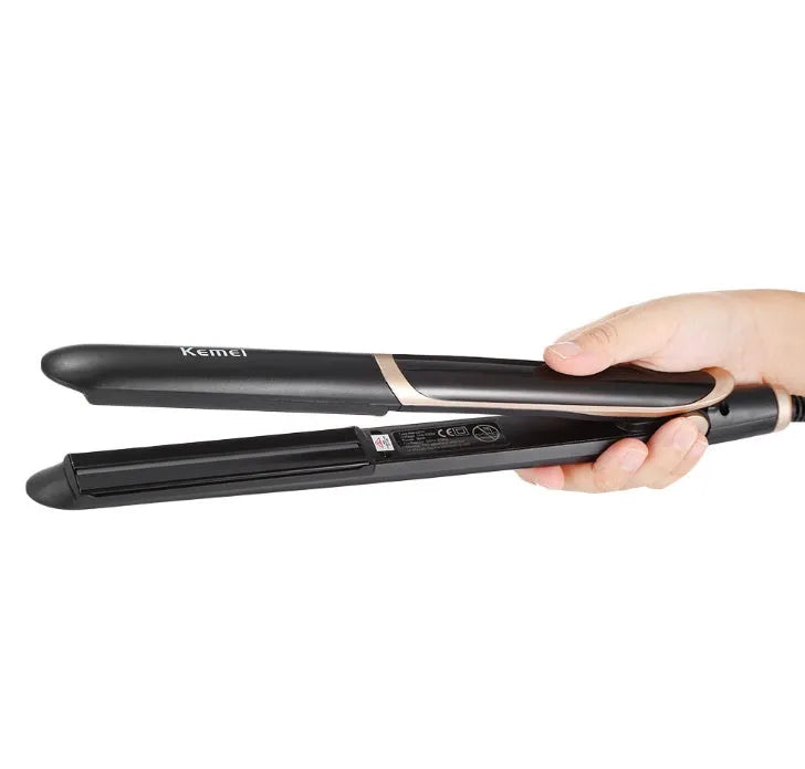 Black professional hair straightener curler flat iron with ceramic tourmaline plates and LED display