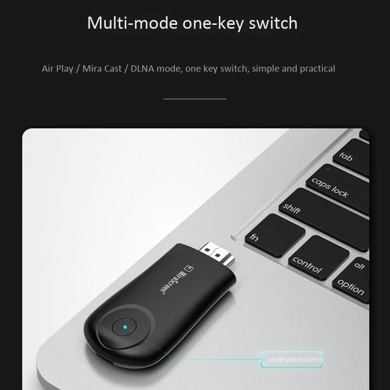 Black wireless screen player with HDMI port for smartphone content sharing