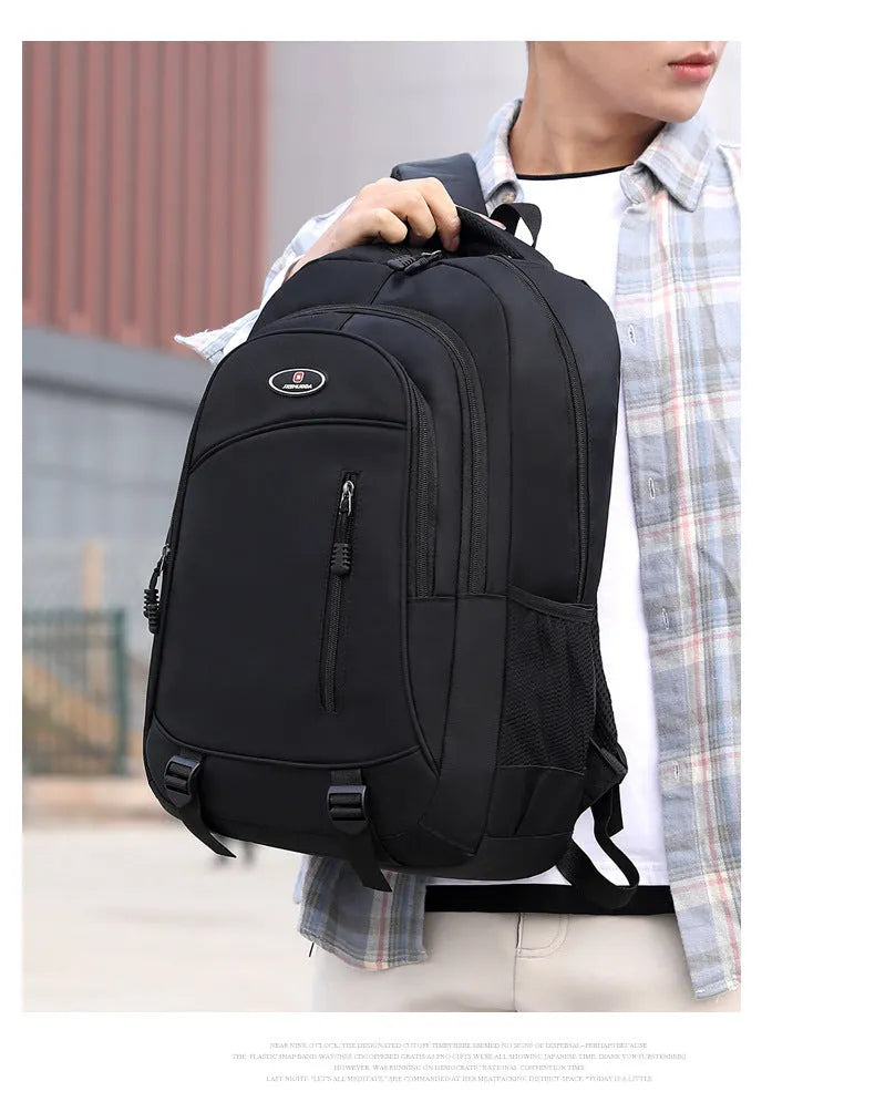 Waterproof nylon middle school student schoolbag in black, red, blue, or grey with airpillow straps
