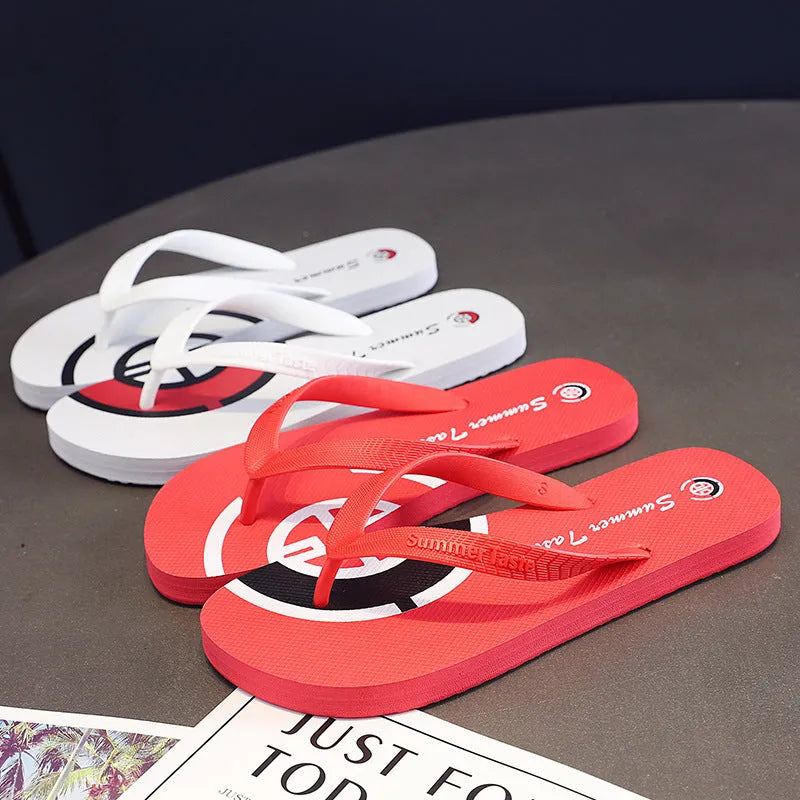 Pair of PVC summer flip-flops in White, Royal Blue, Black or Red, sizes XS to L for 38-45 feet
