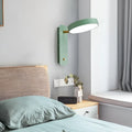 Nordic rotatable iron bedside wall lamp in grey with compact 26x25cm shade